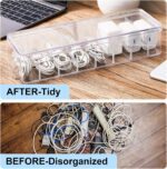 Tatuo 4 Pcs Cable Organizer Box with Wire Ties, Plastic Cord Storage Box with Lid, Electronics Organizer for Home Office Desk Organizers and Accessories (10.79'' X 3.78'' X 1.97'',Clear) - Image 7