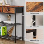 Furologee Entryway Table, 38'' Console Sofa Table with 3 Fabric Drawers, Industrial Entry Way Table with Storage Shelves, Display Shelf for Living Room, Hallway, Entrance, Foyer, Rustic Brown - Image 7