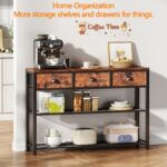 Furologee Entryway Table, 38'' Console Sofa Table with 3 Fabric Drawers, Industrial Entry Way Table with Storage Shelves, Display Shelf for Living Room, Hallway, Entrance, Foyer, Rustic Brown - Image 9