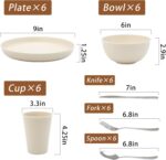 36pcs Reusable Wheat Straw Dinnerware Sets,Unbreakable Dinnerware Cups Plates and Bowls Sets,Durable Kitchenware Dishes Set for Home, Office, Travel,Picnic - Image 3