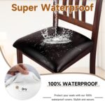 Soft PU Leather Seat Covers for Dining Chairs Waterproof Kitchen Chair Seat Cover Set of 6, Wipeable and Stretch Leather Chair Covers for Dining Chairs(Brown, 6Pcs) - Image 5
