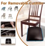 Soft PU Leather Seat Covers for Dining Chairs Waterproof Kitchen Chair Seat Cover Set of 6, Wipeable and Stretch Leather Chair Covers for Dining Chairs(Brown, 6Pcs) - Image 6