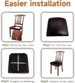 Soft PU Leather Seat Covers for Dining Chairs Waterproof Kitchen Chair Seat Cover Set of 6, Wipeable and Stretch Leather Chair Covers for Dining Chairs(Brown, 6Pcs) - Image 8