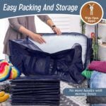 6 Pack Extra Heavy Duty Large Moving Bags with Strong Zipper & Comfortable Handles, Sturdy & Durable Clothes Storage Bags Totes Bins, Blue Packing Moving Boxes for College Supplies, Dark Blue - Image 6