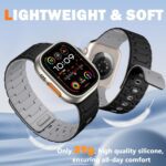 Bands Compatible with Apple Watch Ultra 3 Band, Wide Soft Rugged Sport Straps for iWatch Bands 49mm(Ultra3), 46mm(Series 11 10), 45mm(9/8/7), 44mm(SE3/SE2/SE/6/5/4), 42mm(3/2/1),Black/Gray - Image 4