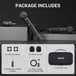 TONOR Rechargeable Wireless Microphones, Metal Bluetooth Handheld Cordless Mic System with Receiver, 2x25 UHF Professional Dynamic Mic for Karaoke, Church, Singing, Wedding, Meeting, DJ, 328ft TW720 - Image 10