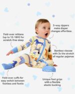 Bamboo Viscose Baby Convertible Footie Pajama, Zipper Pajamas for Baby Boys & Girls, Sleep & Play Footed Pjs - Image 4