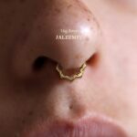 Gold Nose Rings Hoops 316L Surgical Steel Flower Nose Ring Silver Septum Rings 16g Clicker Daith Hinged Piercing Jewelry Gifts 1.2 * 8mm - Image 4