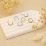Gold Nose Rings Hoops 316L Surgical Steel Flower Nose Ring Silver Septum Rings 16g Clicker Daith Hinged Piercing Jewelry Gifts 1.2 * 8mm - Image 7
