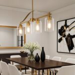 Island Light for Kitchen, 4-Light Linear Chandelier Pendant Lighting for Kitchen Island, Brushed Gold Dining Room Light Fixture Over Table with Clear Glass Shades - Image 4