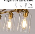 Island Light for Kitchen, 4-Light Linear Chandelier Pendant Lighting for Kitchen Island, Brushed Gold Dining Room Light Fixture Over Table with Clear Glass Shades - Image 6