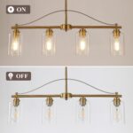 Island Light for Kitchen, 4-Light Linear Chandelier Pendant Lighting for Kitchen Island, Brushed Gold Dining Room Light Fixture Over Table with Clear Glass Shades - Image 8
