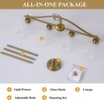 Island Light for Kitchen, 4-Light Linear Chandelier Pendant Lighting for Kitchen Island, Brushed Gold Dining Room Light Fixture Over Table with Clear Glass Shades - Image 9