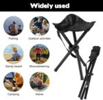Travel Folding Camping Stool, 14.6 inches Lightweight Outdoor Tripod Chair and Maximum weight 260 lbs Portable Party Chair Fishing Chairs Seat for Camp Hiking Beach Garden and Painting (Black) - Image 6