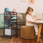 8 Tier Rolling File Cart with Hanging File Folder Organizer, Mobile File Organizer with 2 Sides Access Bookcase, Beside/Under Desk Cart with Wheels for Office Home School - Image 7