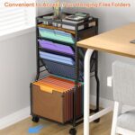 8 Tier Rolling File Cart with Hanging File Folder Organizer, Mobile File Organizer with 2 Sides Access Bookcase, Beside/Under Desk Cart with Wheels for Office Home School - Image 8