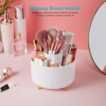 Desk Pencil Pen Holder - 5 Slot 360 Degree Rotating Desk Pen Organizer for Desktop Storage Stationery Supplies Cup Pot - White - Image 6