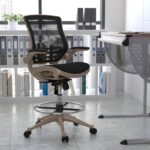 Flash Furniture Waylon Mid-Back Swivel Office Chair with Adjustable Foot Ring and Seat Height, Ergonomic Mesh Chair with Armrests, Black/Gold - Image 3