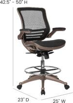 Flash Furniture Waylon Mid-Back Swivel Office Chair with Adjustable Foot Ring and Seat Height, Ergonomic Mesh Chair with Armrests, Black/Gold - Image 4