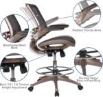 Flash Furniture Waylon Mid-Back Swivel Office Chair with Adjustable Foot Ring and Seat Height, Ergonomic Mesh Chair with Armrests, Black/Gold - Image 5