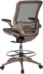 Flash Furniture Waylon Mid-Back Swivel Office Chair with Adjustable Foot Ring and Seat Height, Ergonomic Mesh Chair with Armrests, Black/Gold - Image 6