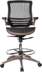 Flash Furniture Waylon Mid-Back Swivel Office Chair with Adjustable Foot Ring and Seat Height, Ergonomic Mesh Chair with Armrests, Black/Gold - Image 8