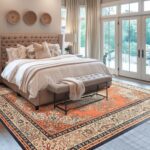 Area Rug for Living Room, 6x9Ft Non-Slip Vintage Area Rug, Machine Washable Boho Rugs for Bedroom Office Dining Room Farmhouse, Orange - Image 4