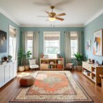 Area Rug for Living Room, 6x9Ft Non-Slip Vintage Area Rug, Machine Washable Boho Rugs for Bedroom Office Dining Room Farmhouse, Orange - Image 5