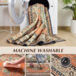 Area Rug for Living Room, 6x9Ft Non-Slip Vintage Area Rug, Machine Washable Boho Rugs for Bedroom Office Dining Room Farmhouse, Orange - Image 7