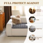 MYSKY HOME Couch Covers for 3-4 Cushion Sofa Pet Friendly, Couch Cover for Dogs, Sofa Covers for Pets Washable, Soft Non-Slip Sofa Slipcovers Furniture Protector Covers, Dark Grey, 27.6" x 82.7" - Image 4