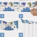 No Hook Boho Floral Shower Curtain with Snap in Liner Set, Blue and White Farmhouse Vintage Fabric Curtains for Bathroom, 71x74 Inches - Image 6