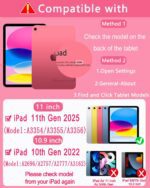 Case with Keyboard Mouse for iPad A16 11th 10th Generation 11/10.9 inch,Rainbow Backlit Detachable Keypad Rotatable Magnetic Cover Pencil Holder for iPad 11 2025 10 Gen 2022 Watermelon Red - Image 3