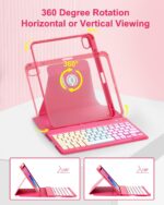 Case with Keyboard Mouse for iPad A16 11th 10th Generation 11/10.9 inch,Rainbow Backlit Detachable Keypad Rotatable Magnetic Cover Pencil Holder for iPad 11 2025 10 Gen 2022 Watermelon Red - Image 5
