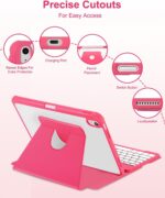 Case with Keyboard Mouse for iPad A16 11th 10th Generation 11/10.9 inch,Rainbow Backlit Detachable Keypad Rotatable Magnetic Cover Pencil Holder for iPad 11 2025 10 Gen 2022 Watermelon Red - Image 8