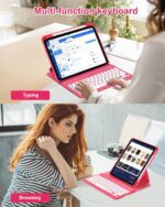 Case with Keyboard Mouse for iPad A16 11th 10th Generation 11/10.9 inch,Rainbow Backlit Detachable Keypad Rotatable Magnetic Cover Pencil Holder for iPad 11 2025 10 Gen 2022 Watermelon Red - Image 9