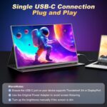 18.5 Inch Large Portable Monitor, 120Hz 1080P FHD IPS Portable Travel Second Screen Display for Laptop/Phone/Xbox PS4/5, 125% sRGB, Dual Speakers, VESA & Smart Cover - Image 7