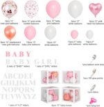 Amandir 135pcs Pink Baby Shower Decorations for Girl, Rose Gold Pink Balloons Garland Kit Baby Boxes with Letters (A-Z+Baby+Girl) for Baby Shower Birthday Gender Reveal Party Supplies - Image 3
