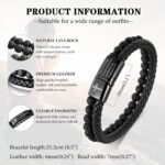 MEALGUET Men's Inspirational Bible Verse Bracelets Lava Rock Bead Bracelet Healing Balancing Braided Leather Wristband with Magnetic Clasp - Image 5