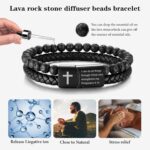 MEALGUET Men's Inspirational Bible Verse Bracelets Lava Rock Bead Bracelet Healing Balancing Braided Leather Wristband with Magnetic Clasp - Image 8