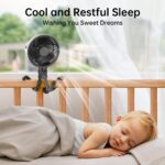 GUSGU Baby Stroller Fan with Clip, Rechargeable & Battery Operated Portable Fan with 16H Max Runtime, Hands Free 360° Adjustable Quiet Personal Fan for Travel, Car Seat, Crib, Trolley​, Bedroom​ - Image 4