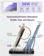 Intoval 5-in-1 Charging Station, for iPhones 16 Pro/16 Pro Max/16 and Androids, iPad Pro/Air/Mini, Apple Watch 10/Ultra 2/Ultra/9/8/7/SE, Wireless Charging Dock for Multiple Devices (Black) - Image 4