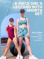 Girls Gymnastics Leotards w/Shorts Set - 4-Piece Girls Unitards Biketards Outfit for Dance, Tumbling & Activewear - Image 3