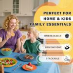 Wheat Straw Dinnerware Sets, Plates and Bowls Sets Unbreakable & Microwave Safe - 32 Piece Service for 8 Dinner Plate Dessert Plate Cereal Bowl Cup for Kitchen & Outdoor - Multi - Image 8