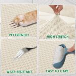 MAXIJIN Stretch Couch Cover Sofa Covers for 3 Cushion Couch (71"-91" Washable Sofa Slipcovers with Non-Slip Foam & Elastic Strap, Dog Cat Pet Friendly Furniture Protector (Large, Beige) - Image 4