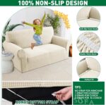 MAXIJIN Stretch Couch Cover Sofa Covers for 3 Cushion Couch (71"-91" Washable Sofa Slipcovers with Non-Slip Foam & Elastic Strap, Dog Cat Pet Friendly Furniture Protector (Large, Beige) - Image 5