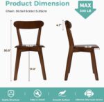 Solid Wood Dining Chairs Set of 2, Mid Century Modern Dining Room Chairs with Curved Backrest, Wooden Armless Kitchen Chairs for Dining Room, Space Saving, Walnut - Image 3