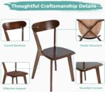 Solid Wood Dining Chairs Set of 2, Mid Century Modern Dining Room Chairs with Curved Backrest, Wooden Armless Kitchen Chairs for Dining Room, Space Saving, Walnut - Image 7