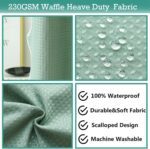 Sage Green Scalloped Shower Curtain,Boho Preppy Shower Curtains for Bathroom,Fabric Shower Curtain with 230GSM Waffle Wave,72 x 72 Inches - Image 4