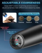 XinXu RECHARGEABLE Pepper and Salt Grinder Set,Automatic Pepper Mill,USB Rechargeable,Adjustable Coarseness,One-handed Operation,Ceramic Burr,Refillable,Auto Grinders Shakers LED Light,Black - Image 5