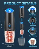 XinXu RECHARGEABLE Pepper and Salt Grinder Set,Automatic Pepper Mill,USB Rechargeable,Adjustable Coarseness,One-handed Operation,Ceramic Burr,Refillable,Auto Grinders Shakers LED Light,Black - Image 6